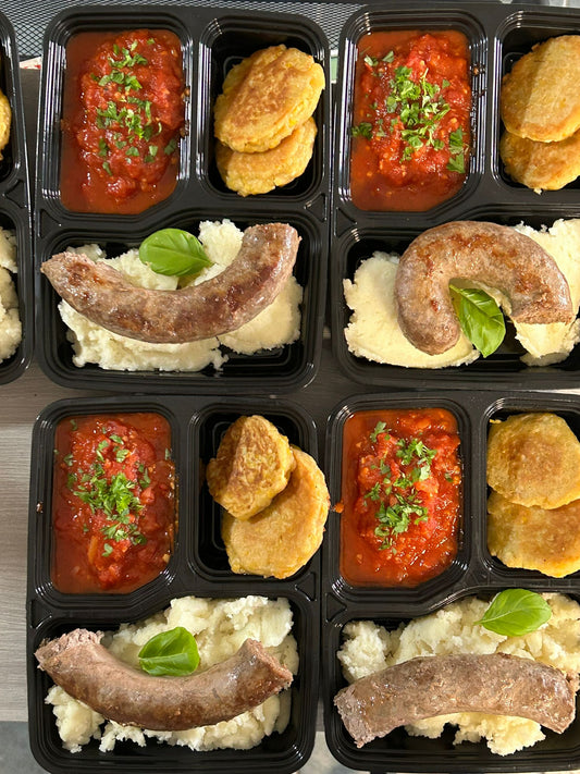 Meal - Boerewors, pap, sous and butternut fritters